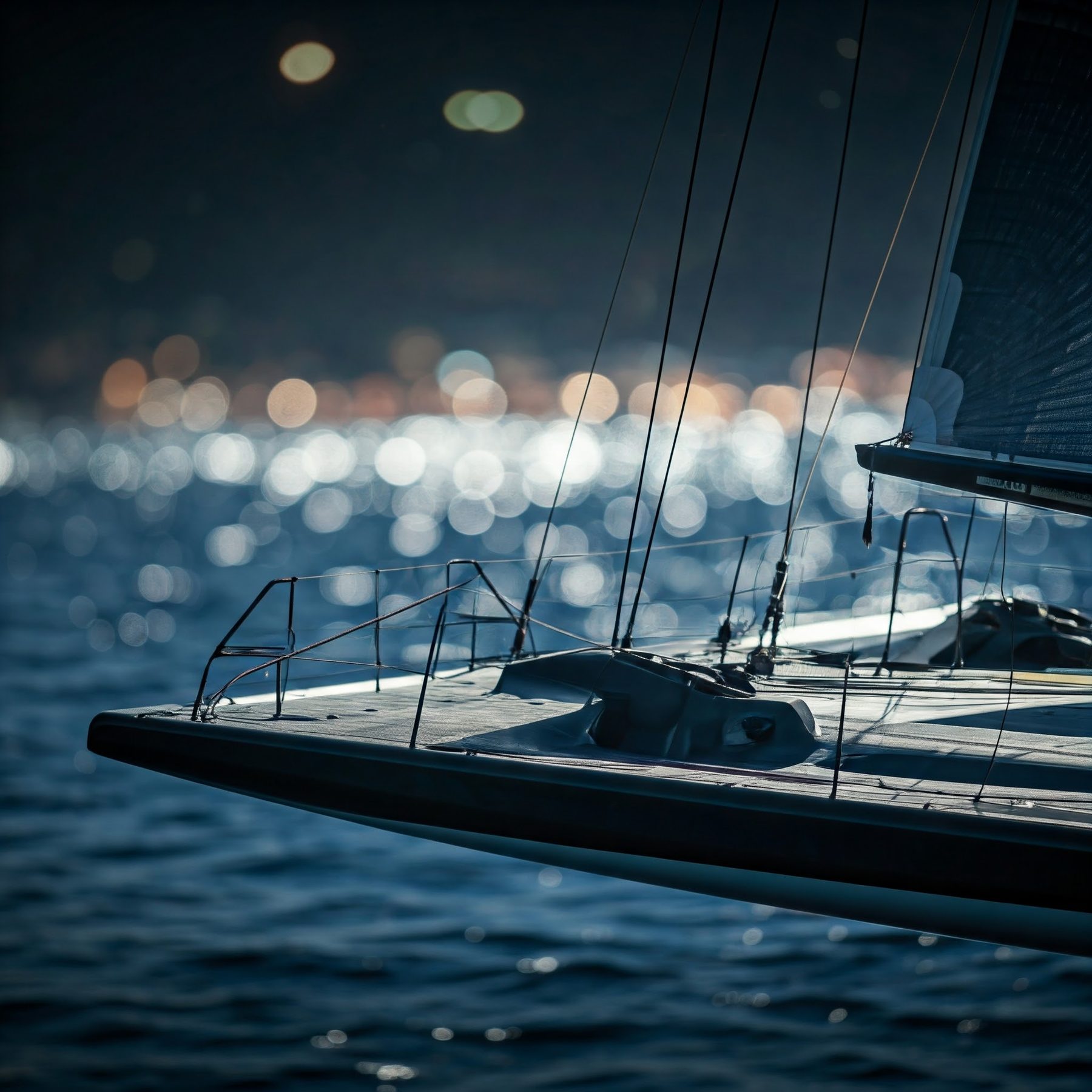 Yacht rigging at dusk
