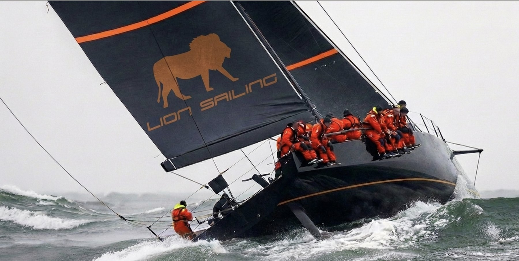 Lion Sailing mainsail driving upwind in heavy air