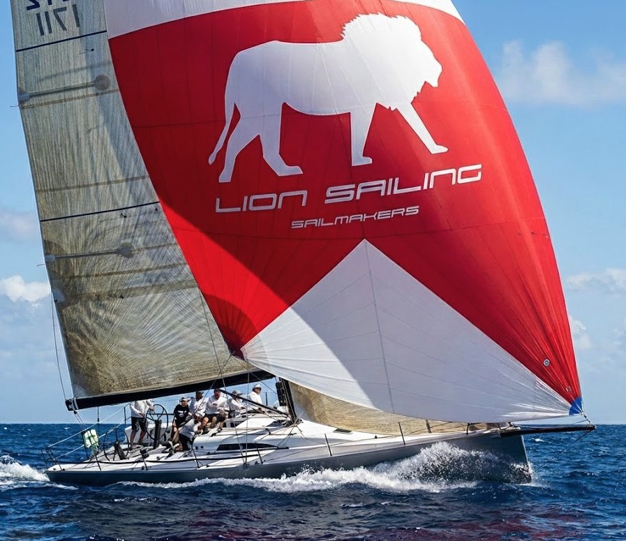 Lion Sailing spinnaker flying downwind